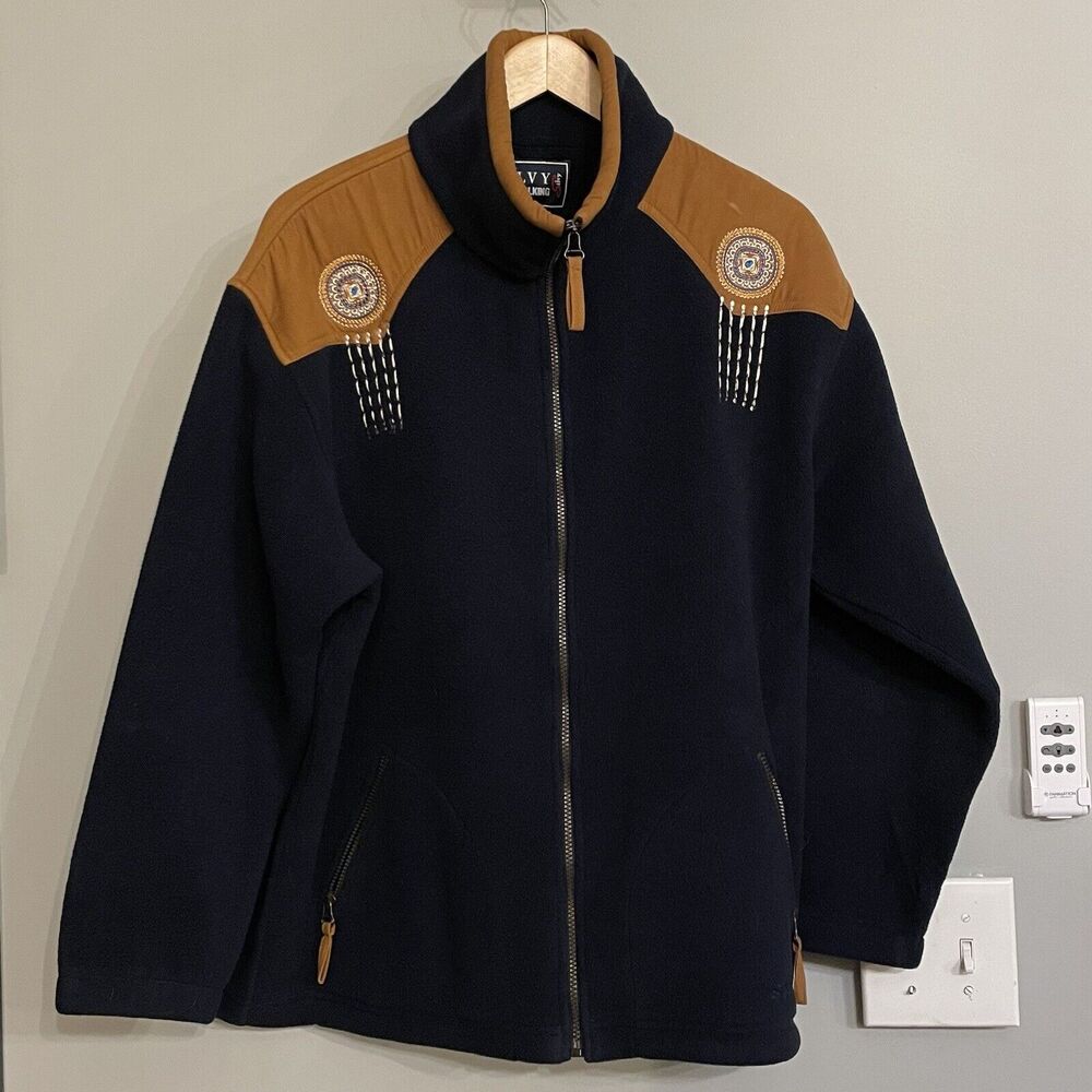 Silvy Walking Jacket Fleece Zip Up Italy Made Polartec Southwest Vintage‎ Large